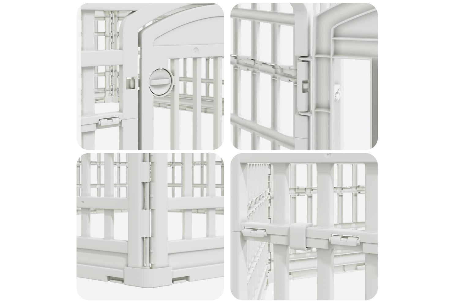 Vidaxl 6 Panel Dog Playpen 122 X 1065 X 40 Cm Plastic White Foldable-7