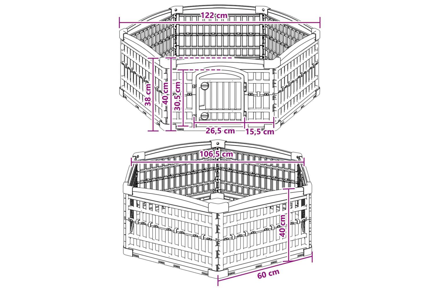 Vidaxl 6 Panel Dog Playpen 122 X 1065 X 40 Cm Plastic White Foldable-9