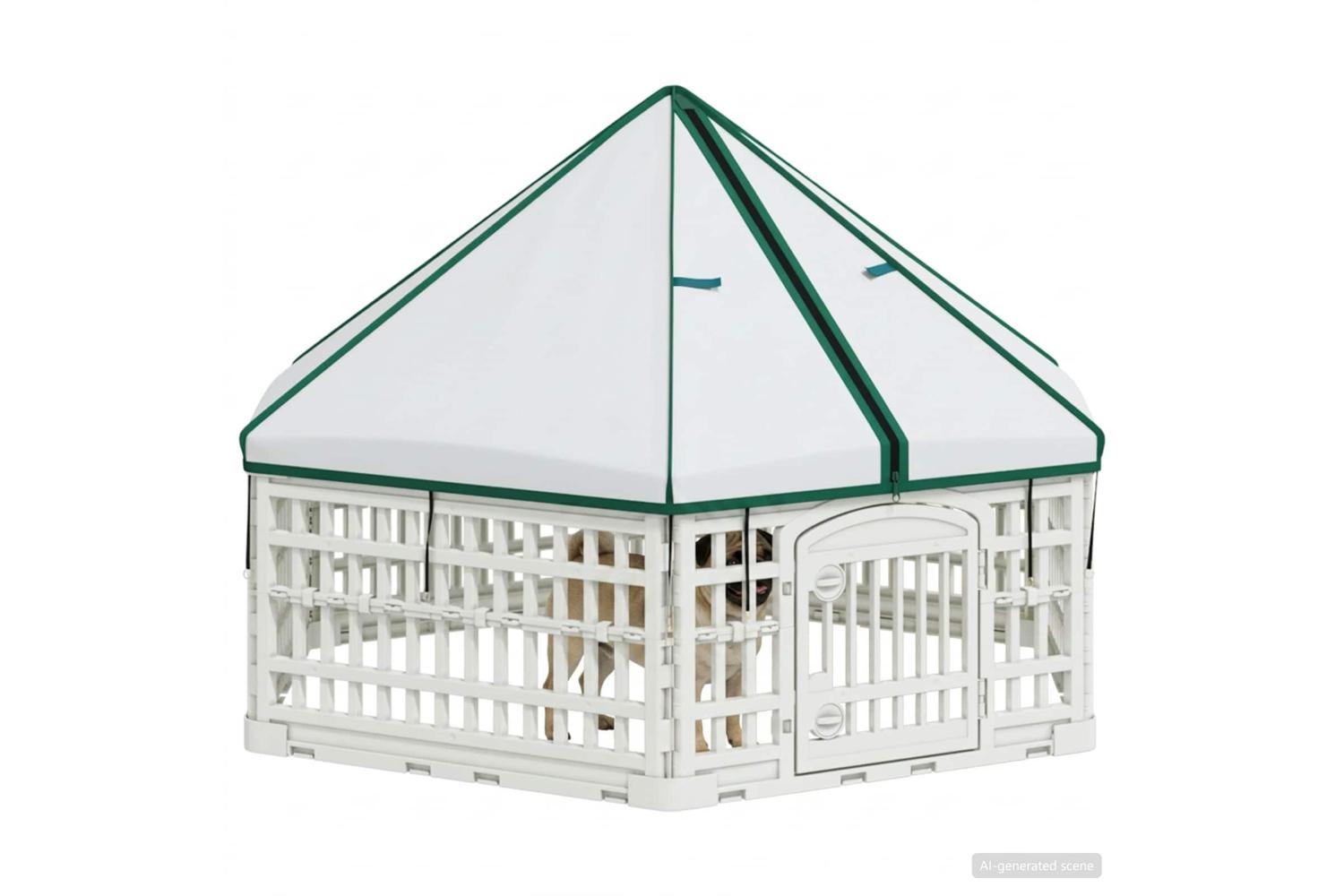 Vidaxl 6 Panel Dog Playpen 122 X 1065 X 82 Cm Plastic White Foldable-3