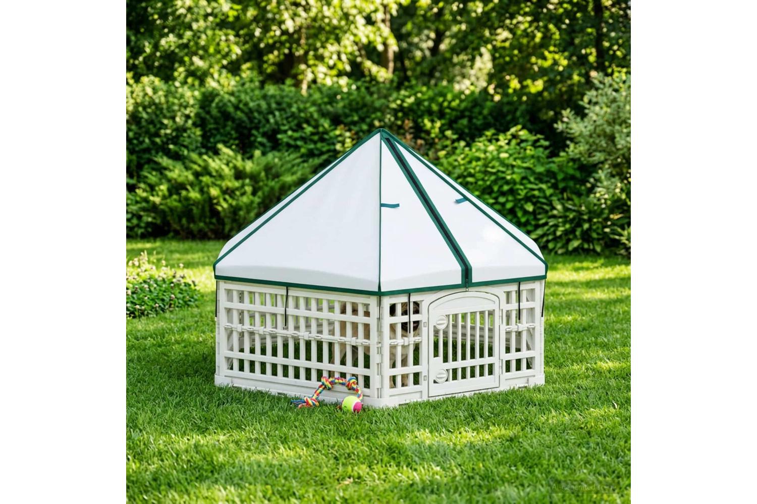 Vidaxl 6 Panel Dog Playpen 122 X 1065 X 82 Cm Plastic White Foldable-4