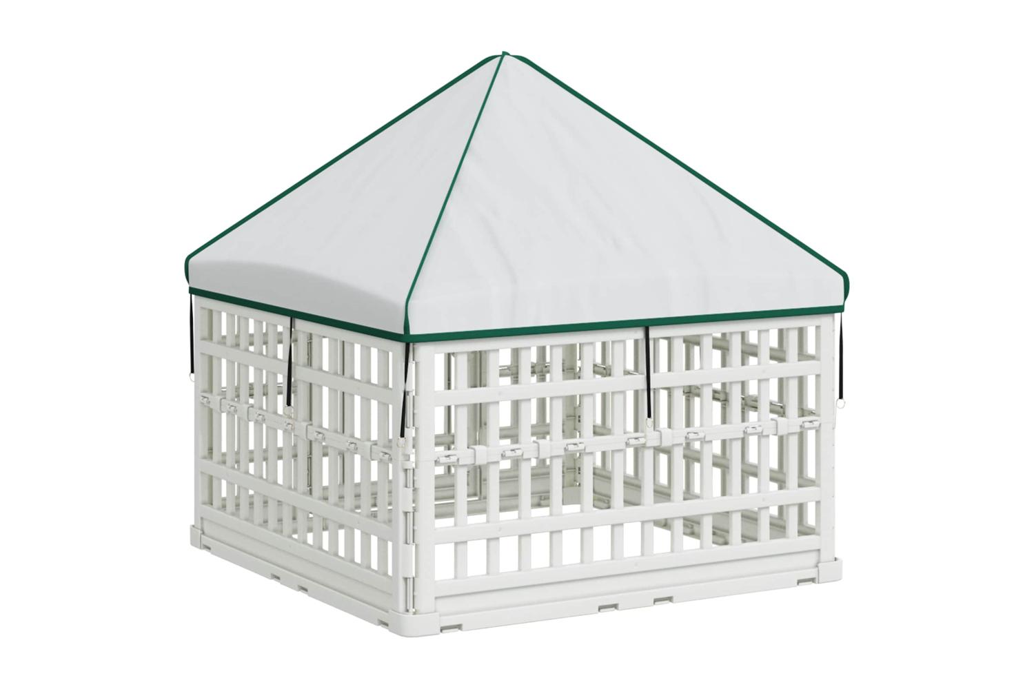 Vidaxl 4 Panel Dog Playpen With Roof 88 X 88 X 112 Cm Plastic White-6