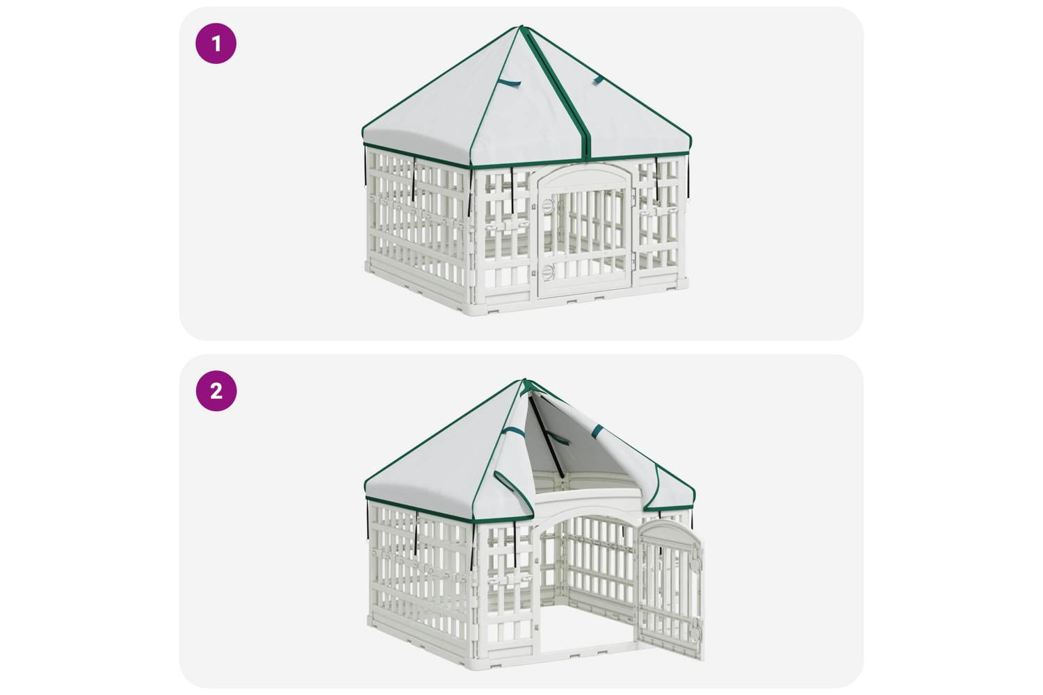 Vidaxl 4 Panel Dog Playpen With Roof 88 X 88 X 112 Cm Plastic White-8