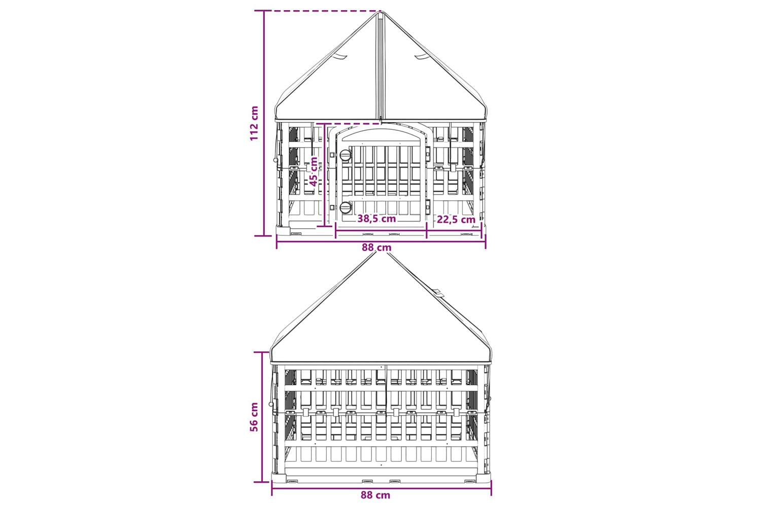 Vidaxl 4 Panel Dog Playpen With Roof 88 X 88 X 112 Cm Plastic White-9