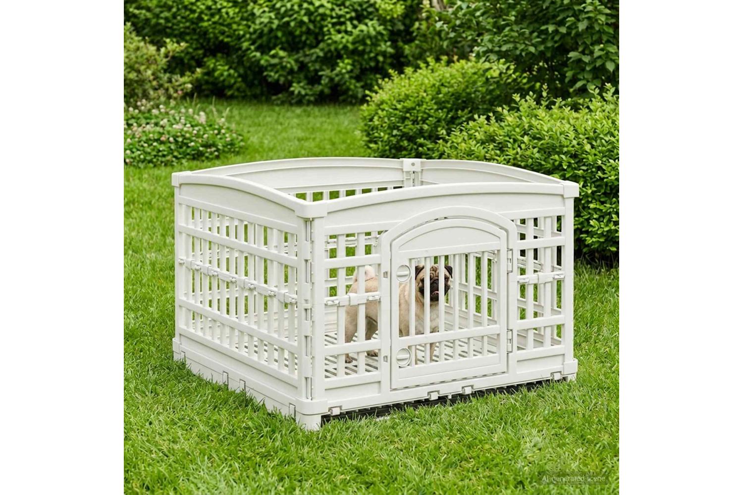 Vidaxl 4 Panel Dog Playpen 1775 X 1545 X 112 Cm Plastic White-3