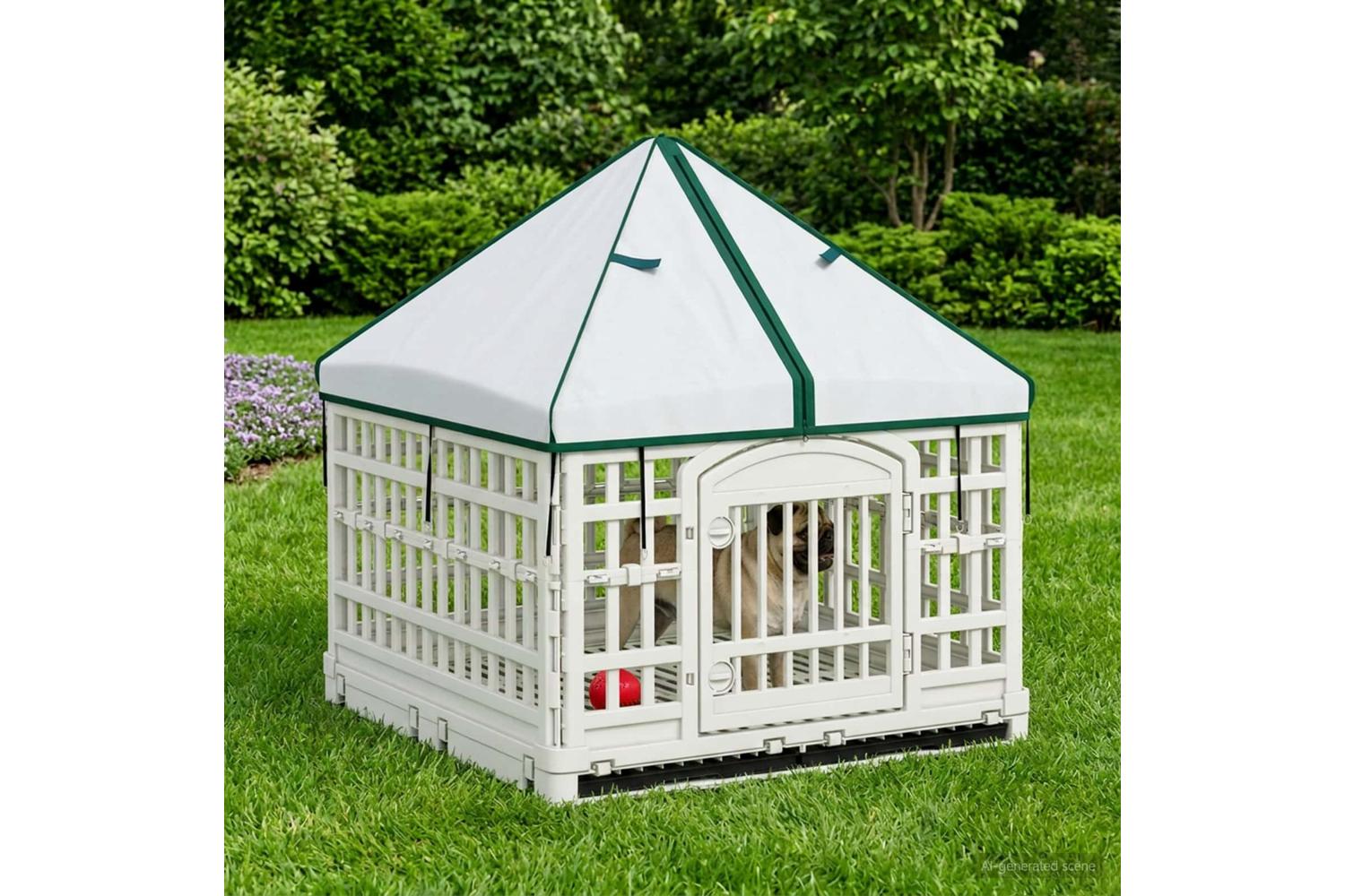 Vidaxl 4 Panel Dog Playpen With Roof 1775 X 1545 X 112 Cm Plastic-3