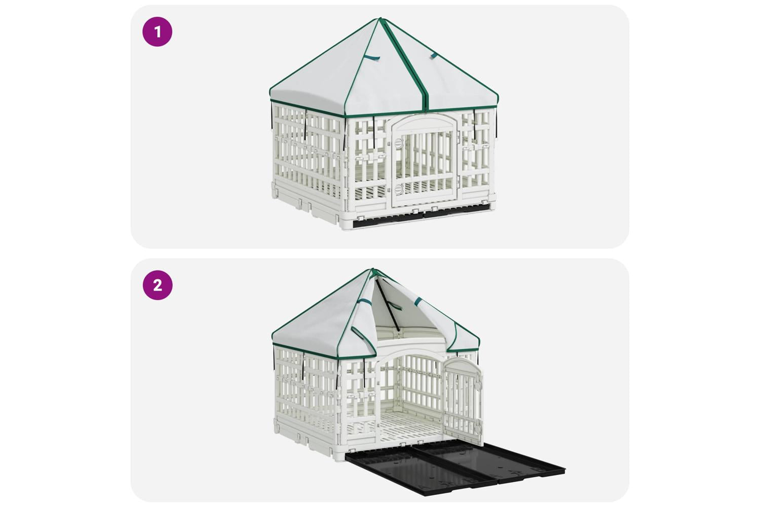 Vidaxl 4 Panel Dog Playpen With Roof 1775 X 1545 X 112 Cm Plastic-8