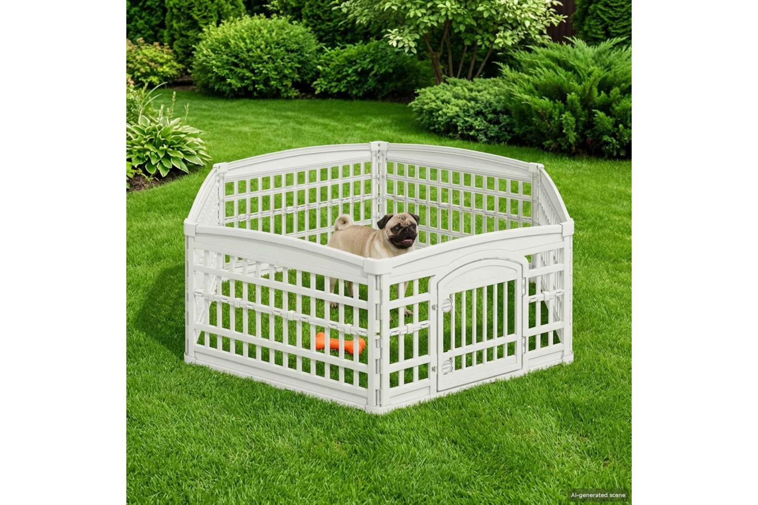 Vidaxl 6 Panel Dog Playpen 1775 X 1545 X 58 Cm Plastic White-4