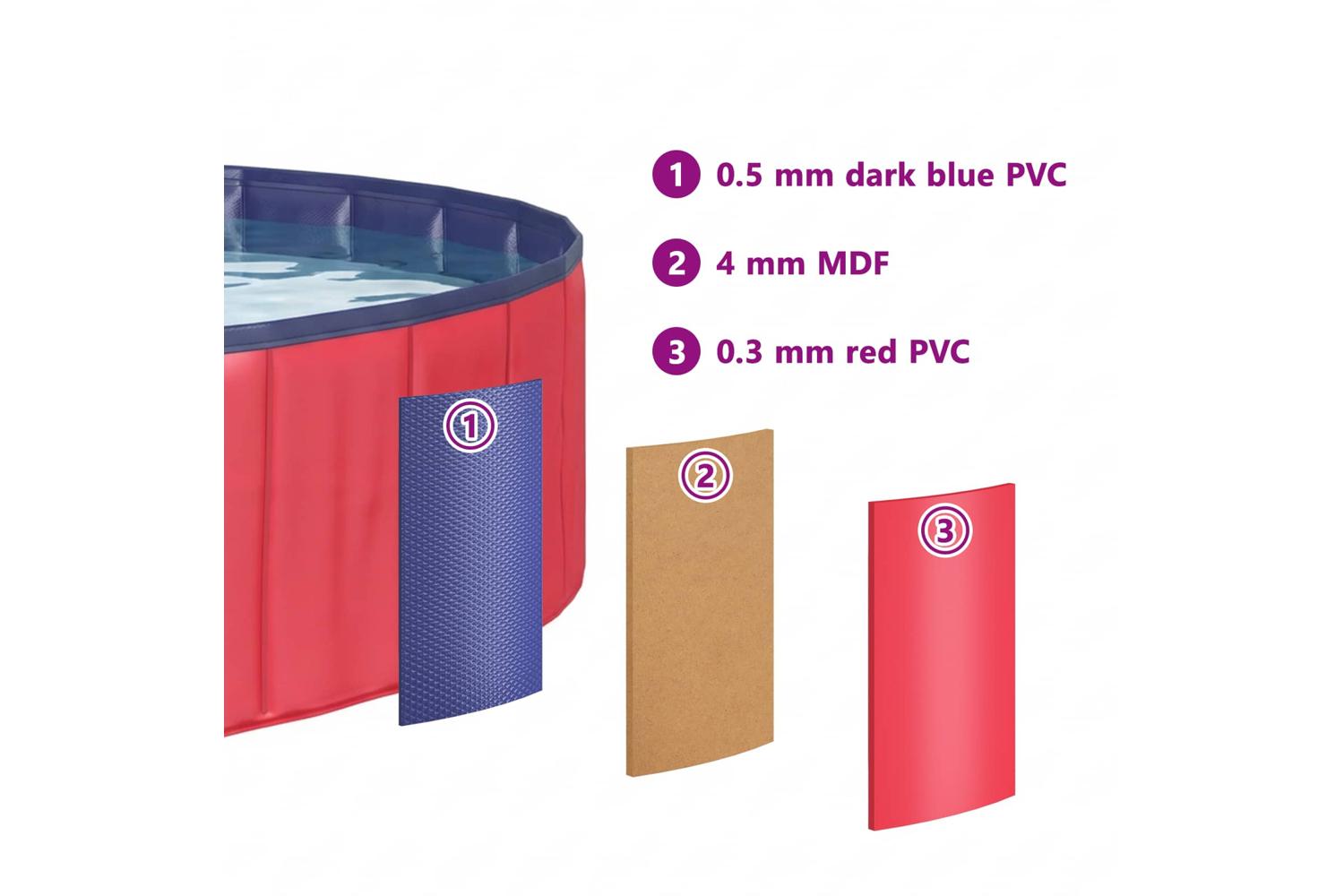 Vidaxl Dog Pool 200 X 30 Cm Thick Pvc Red-6
