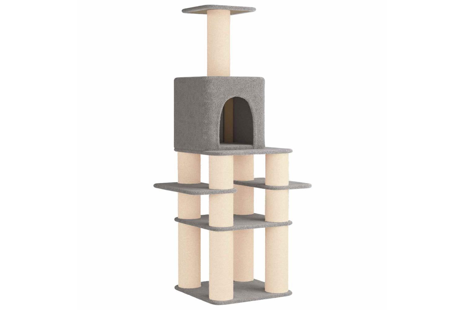 Vidaxl Cat Tree With Sisal Scratching Posts Light Grey 180 Cm-2