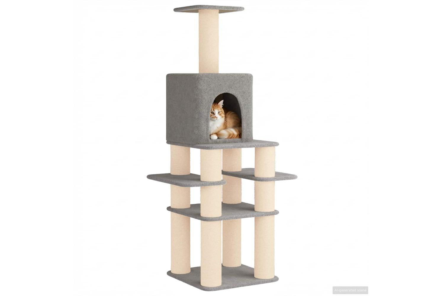 Vidaxl Cat Tree With Sisal Scratching Posts Light Grey 180 Cm-3