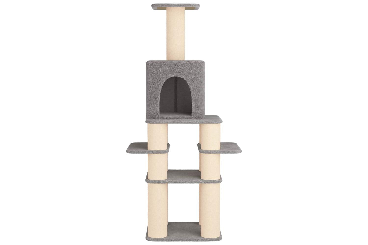 Vidaxl Cat Tree With Sisal Scratching Posts Light Grey 180 Cm-4