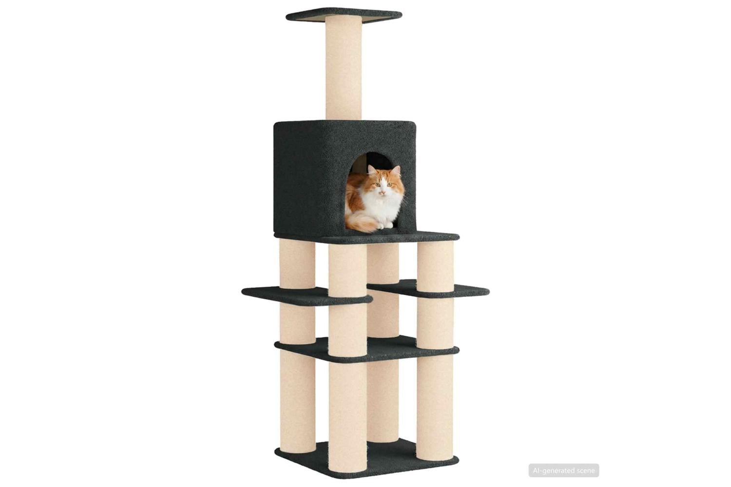 Vidaxl Cat Tree With Sisal Scratching Posts Dark Grey 180 Cm-3