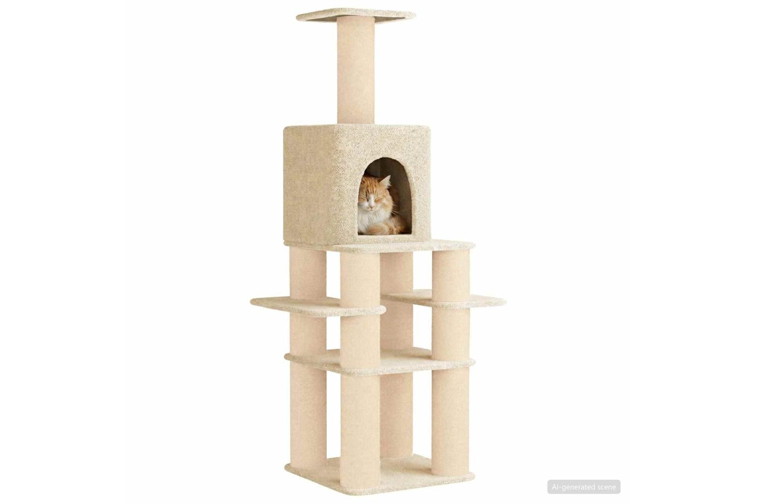 Vidaxl Cat Tree With Sisal Scratching Posts Cream 180 Cm-3