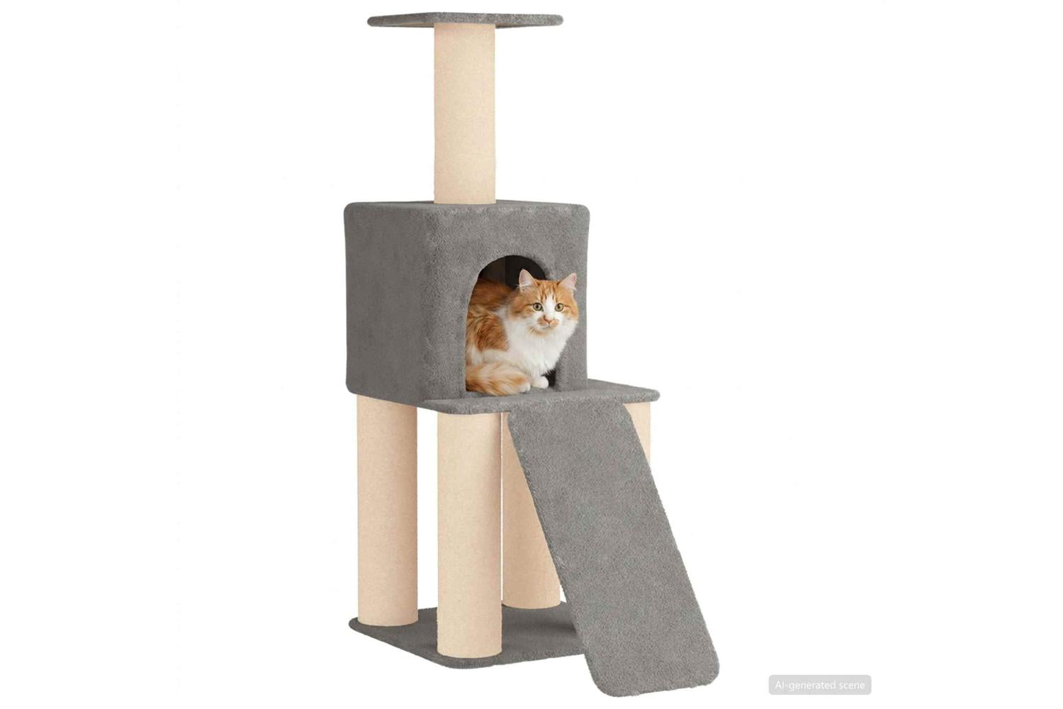 Vidaxl Cat Tree With Sisal Scratching Posts Light Grey 146 Cm-3