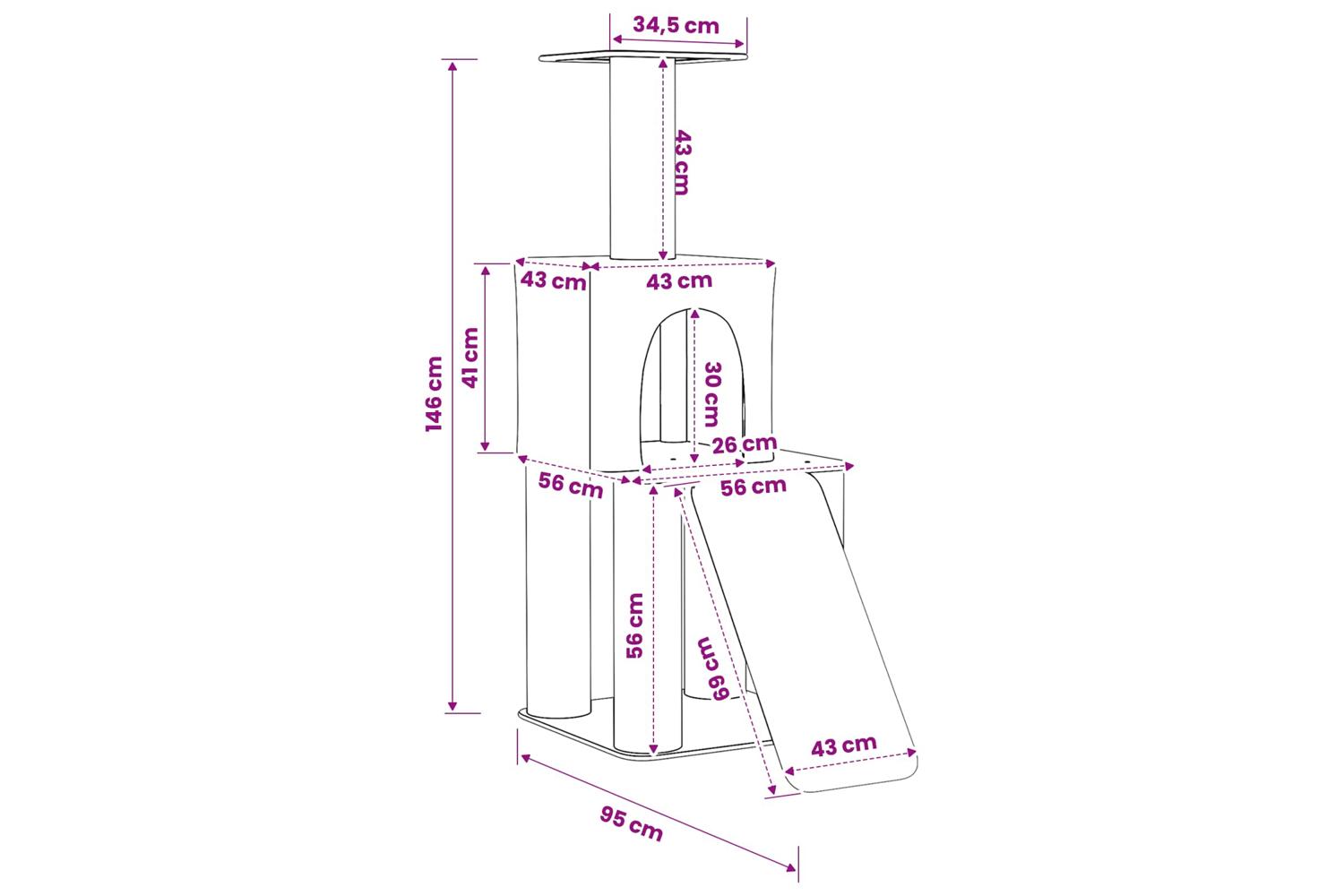 Vidaxl Cat Tree With Sisal Scratching Posts Light Grey 146 Cm-8