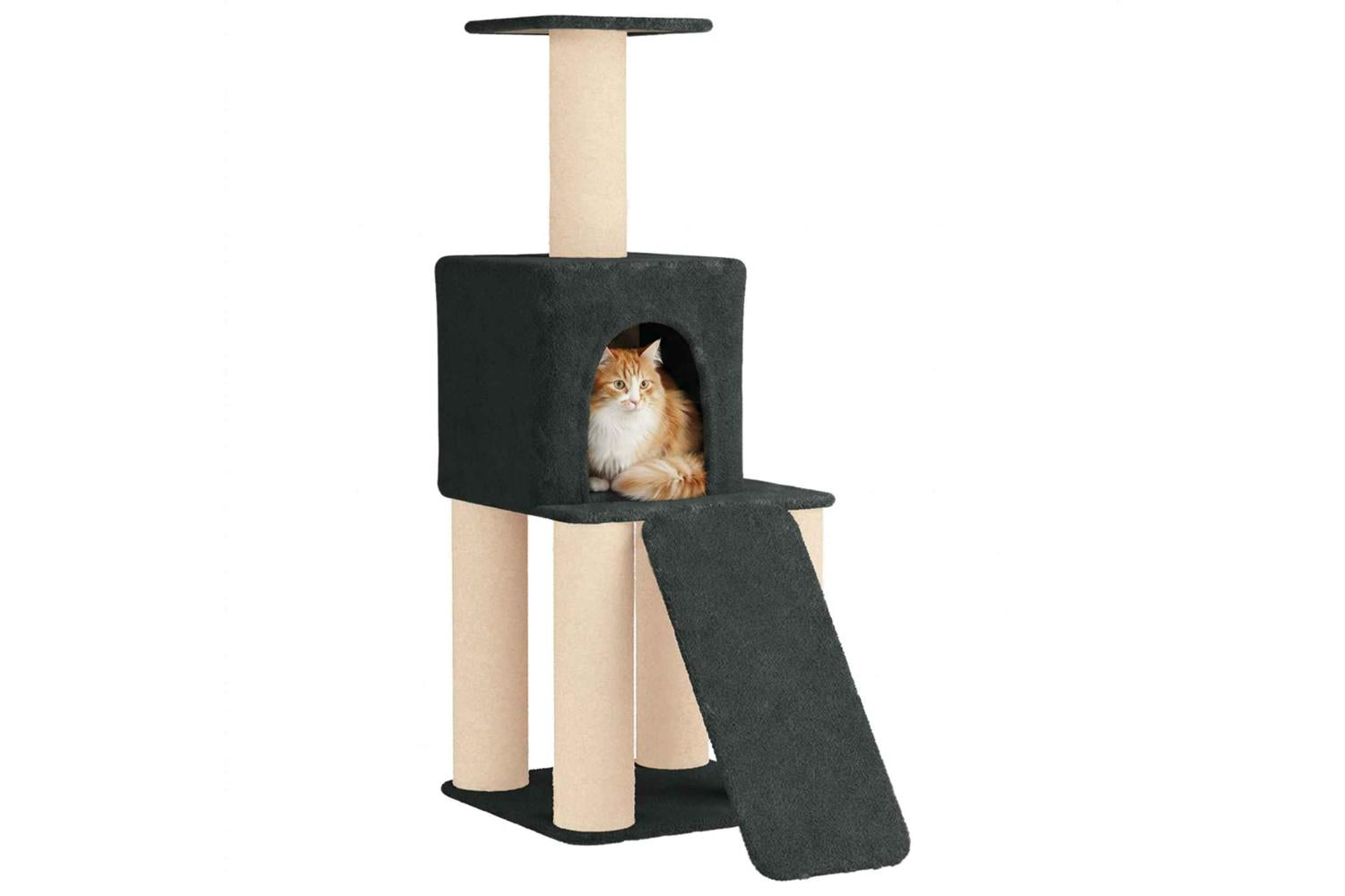 Vidaxl Cat Tree With Sisal Scratching Posts Dark Grey 146 Cm-3