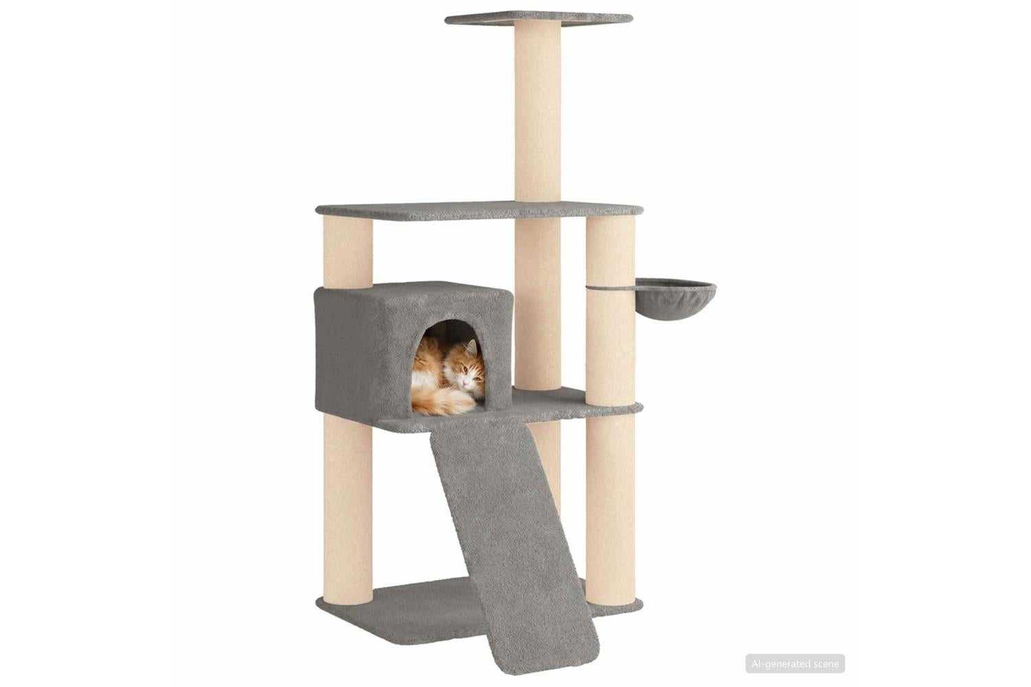 Vidaxl Cat Tree With Sisal Scratching Posts Light Grey 173 Cm-3