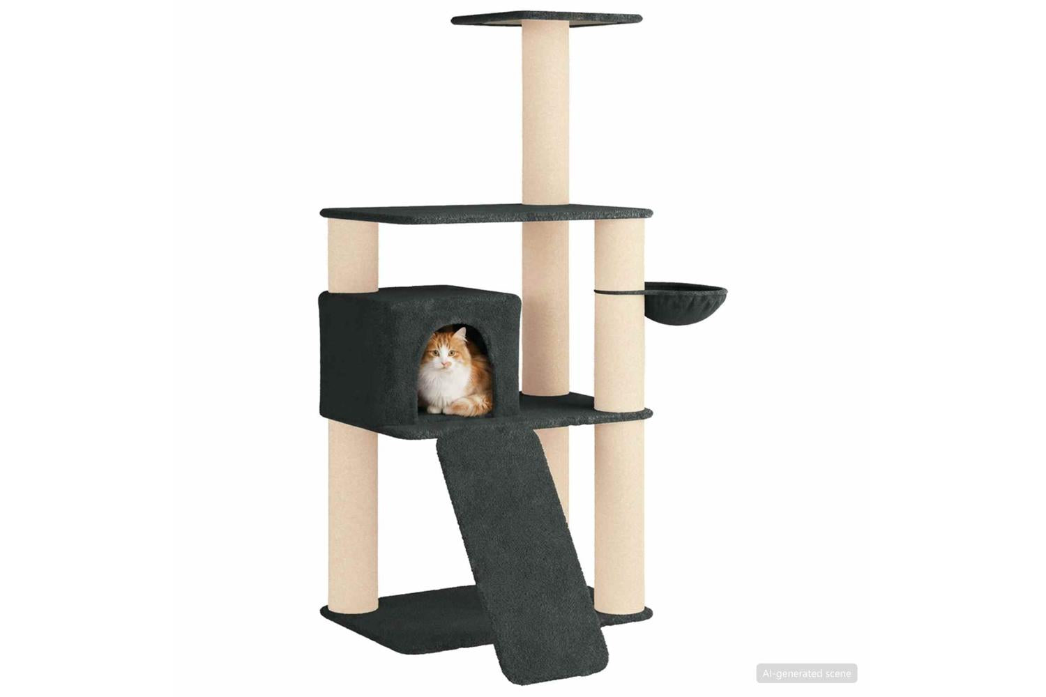 Vidaxl Cat Tree With Sisal Scratching Posts Dark Grey 173 Cm-3