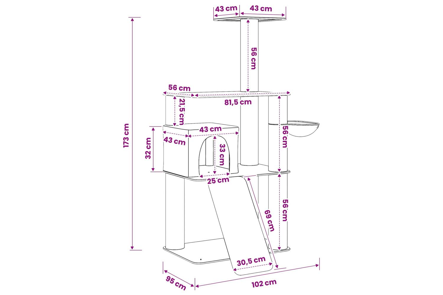 Vidaxl Cat Tree With Sisal Scratching Posts Cream 173 Cm-8