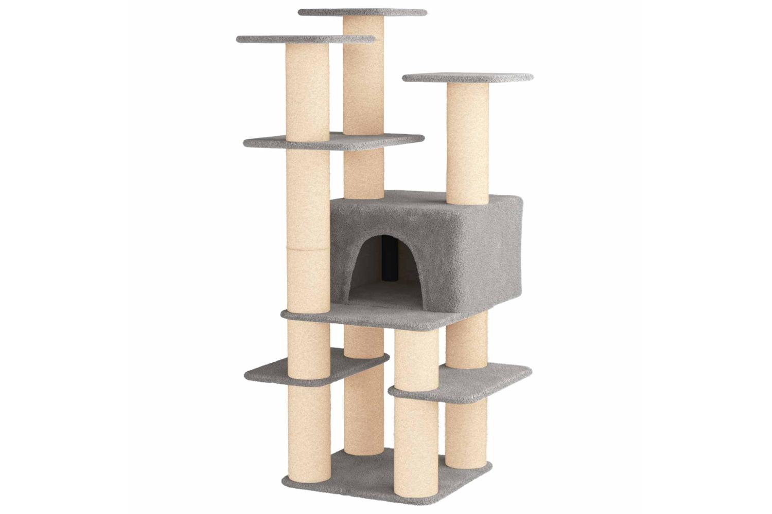 Vidaxl Cat Tree With Sisal Scratching Posts Light Grey 161 Cm