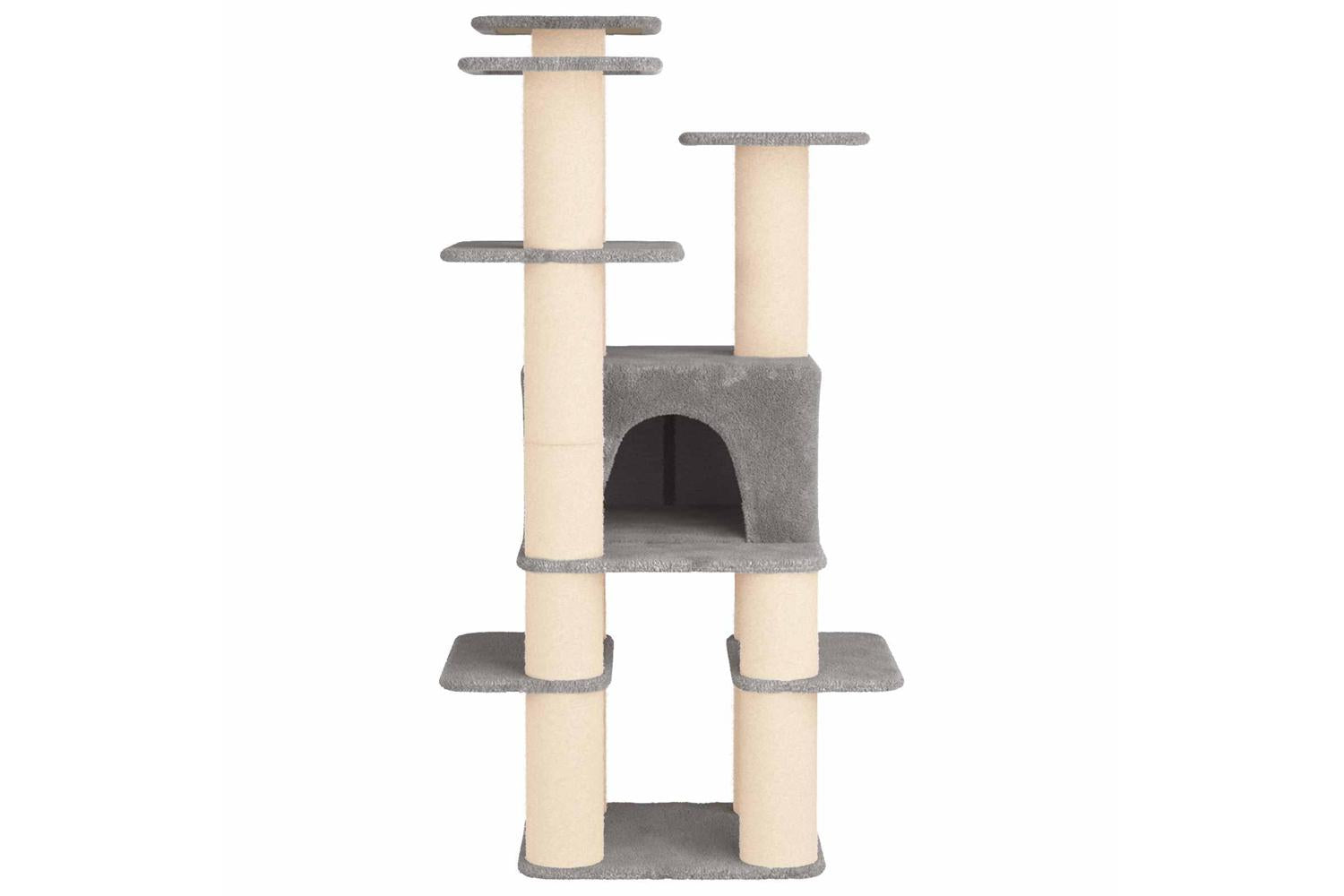 Vidaxl Cat Tree With Sisal Scratching Posts Light Grey 161 Cm-4