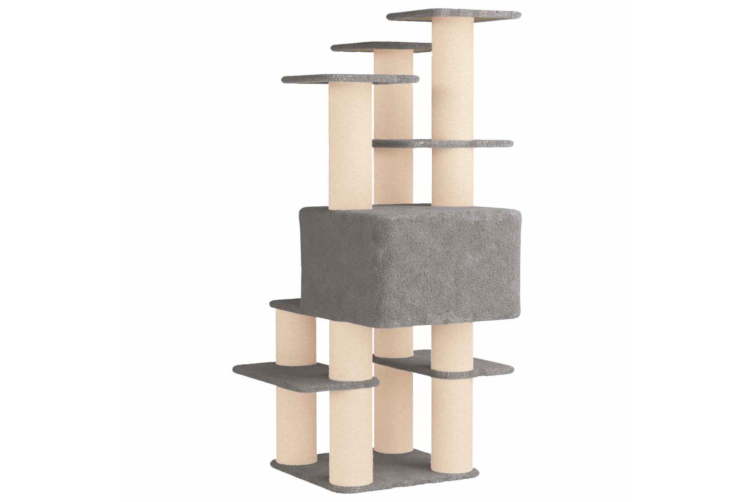 Vidaxl Cat Tree With Sisal Scratching Posts Light Grey 161 Cm-6
