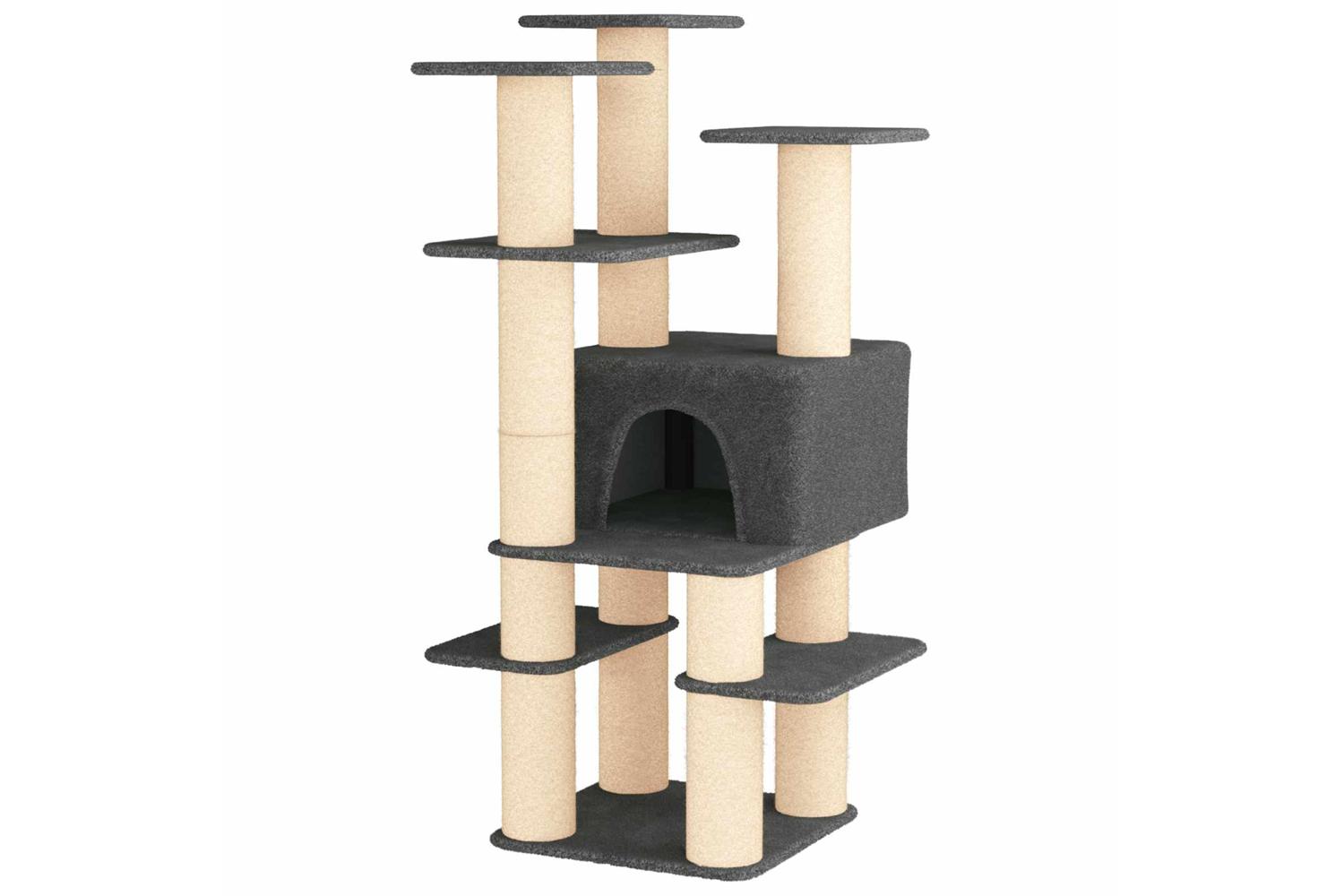Vidaxl Cat Tree With Sisal Scratching Posts Dark Grey 161 Cm