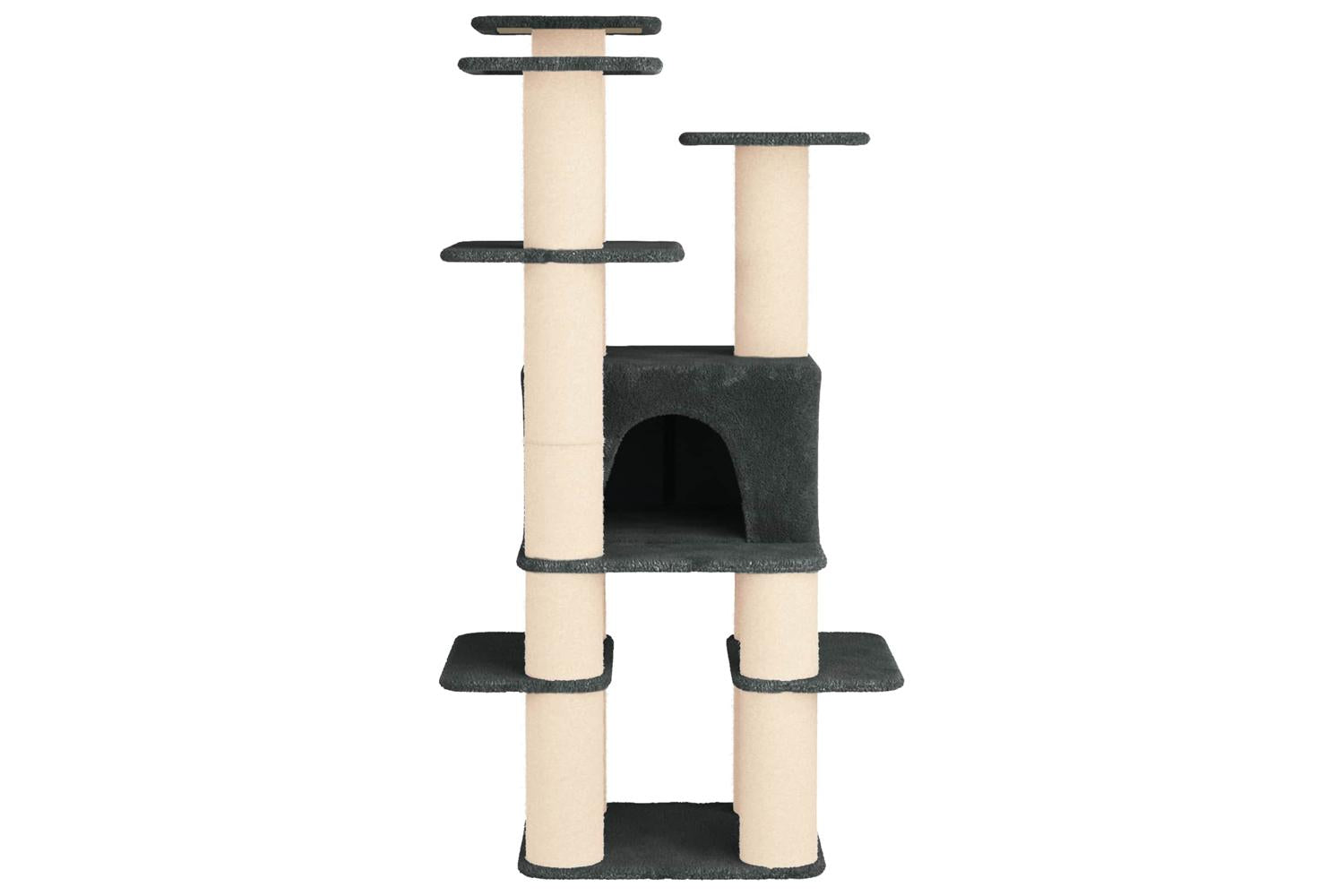 Vidaxl Cat Tree With Sisal Scratching Posts Dark Grey 161 Cm-4