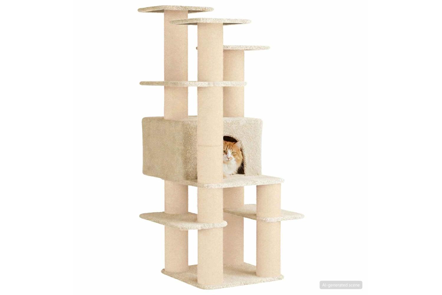 Vidaxl Cat Tree With Sisal Scratching Posts Cream 161 Cm-3