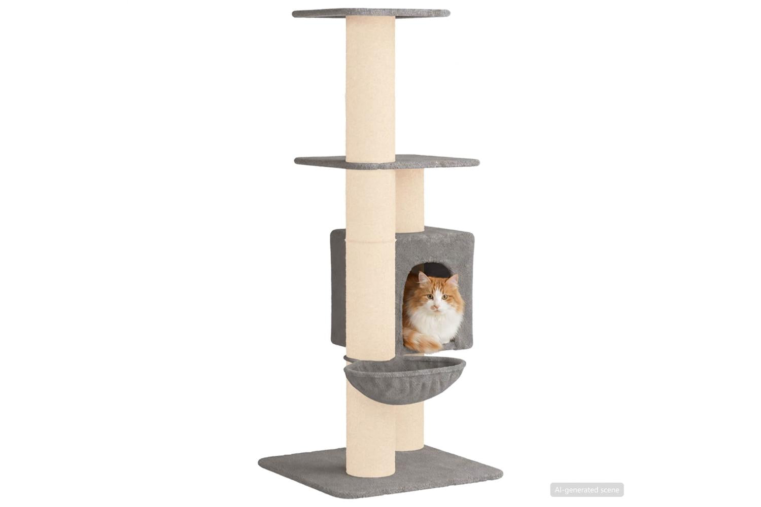 Vidaxl Cat Tree With Sisal Scratching Posts Light Grey 137 Cm-3