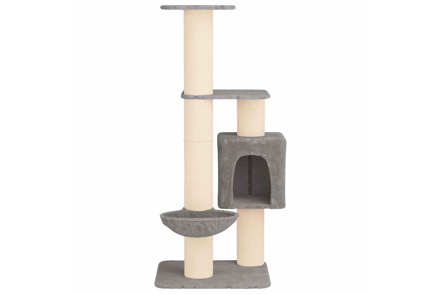 Vidaxl Cat Tree With Sisal Scratching Posts Light Grey 137 Cm-4