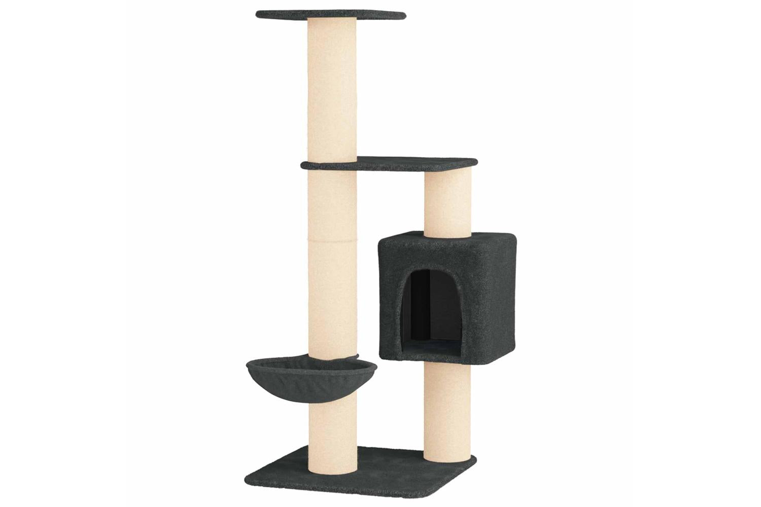 Vidaxl Cat Tree With Sisal Scratching Posts Dark Grey 137 Cm-2