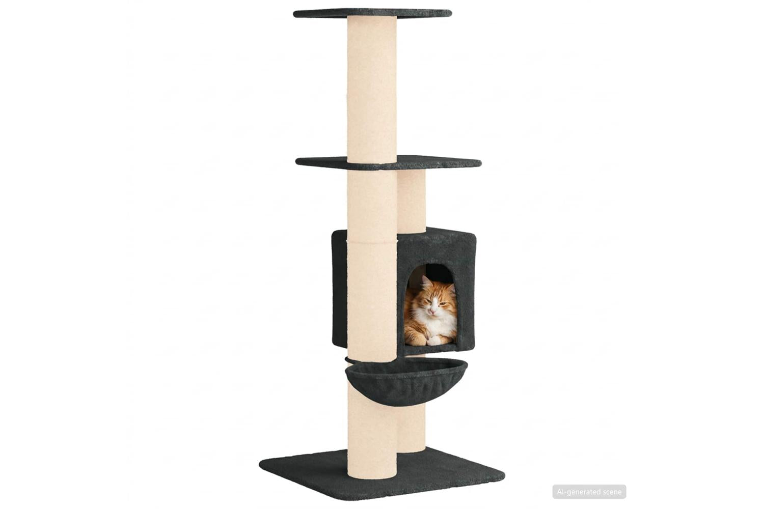Vidaxl Cat Tree With Sisal Scratching Posts Dark Grey 137 Cm-3