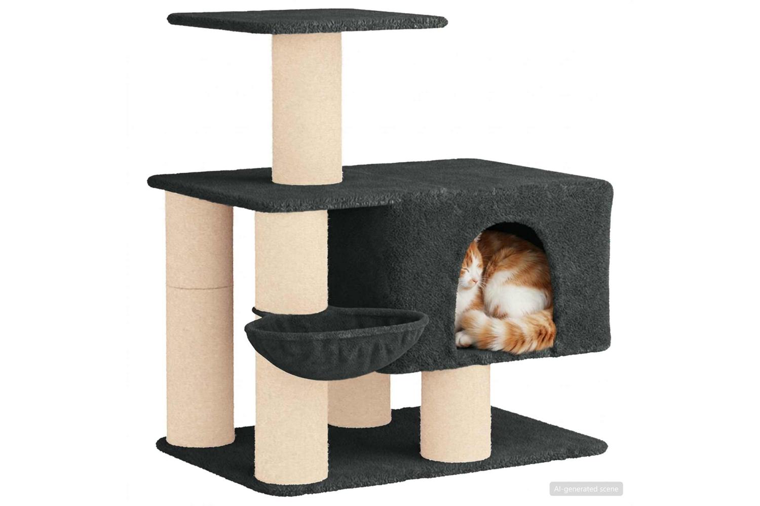 Vidaxl Cat Tree With Sisal Scratching Posts Dark Grey 96 Cm-3