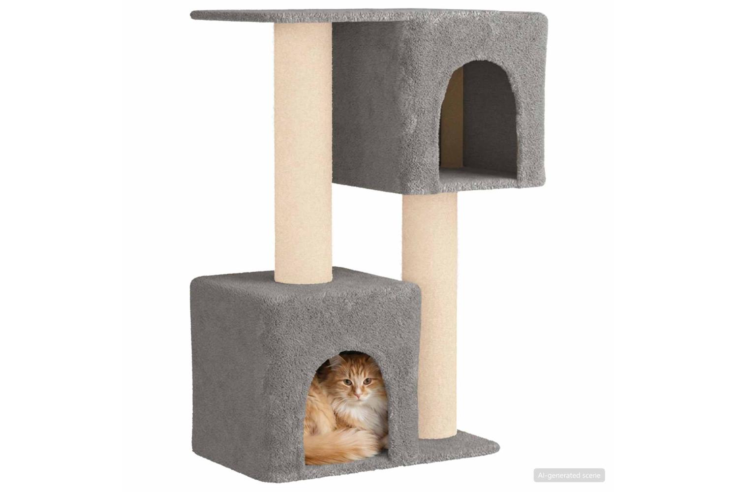Vidaxl Cat Tree With Sisal Scratching Posts Light Grey 114 Cm-3