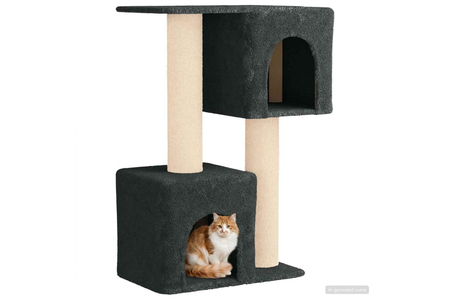 Vidaxl Cat Tree With Sisal Scratching Posts Dark Grey 114 Cm-3