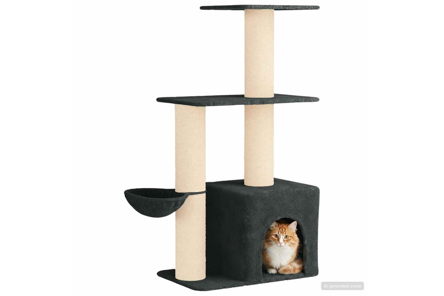 Vidaxl Cat Tree With Sisal Scratching Posts Dark Grey 133 Cm-3