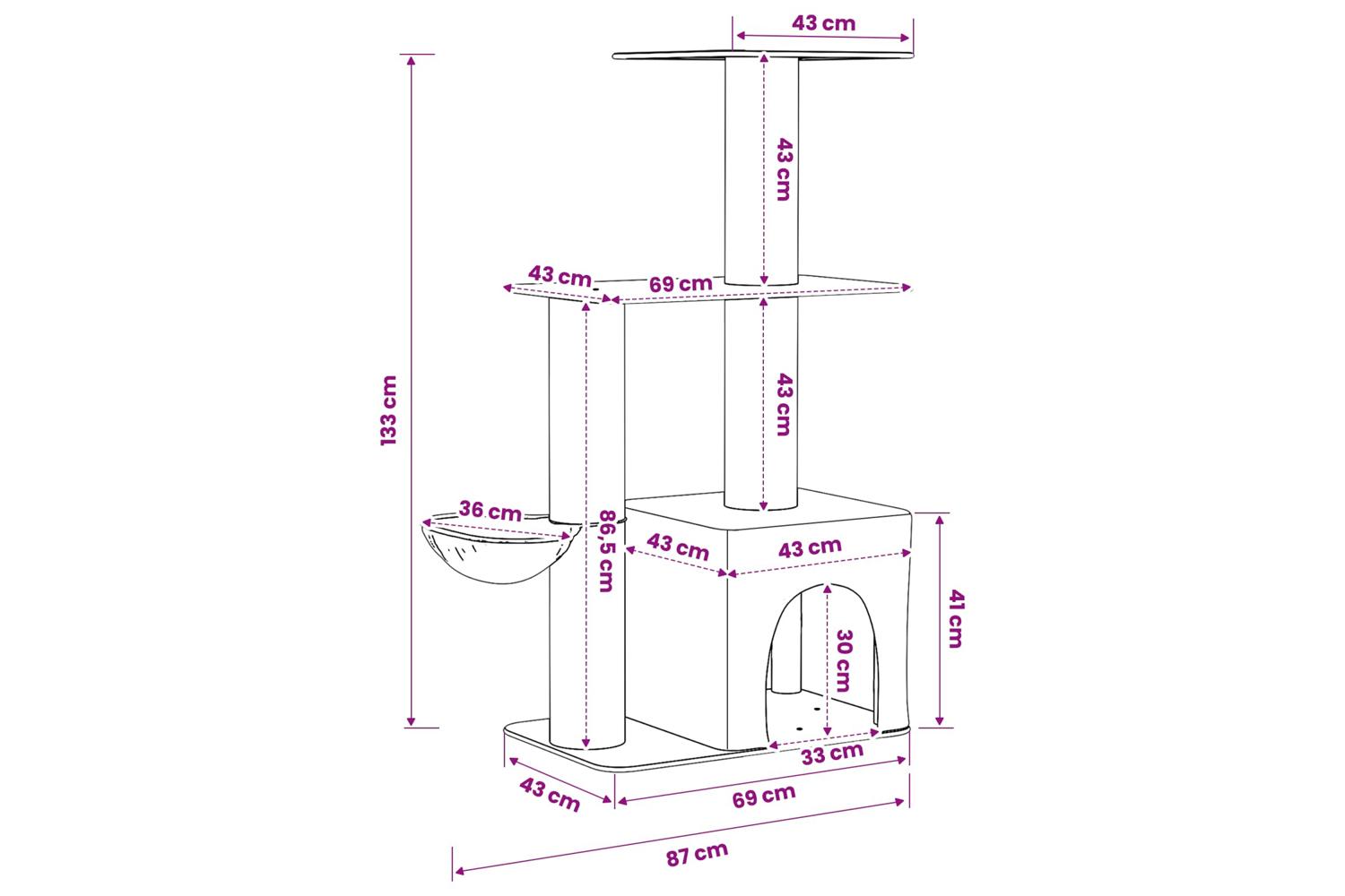 Vidaxl Cat Tree With Sisal Scratching Posts Dark Grey 133 Cm-8
