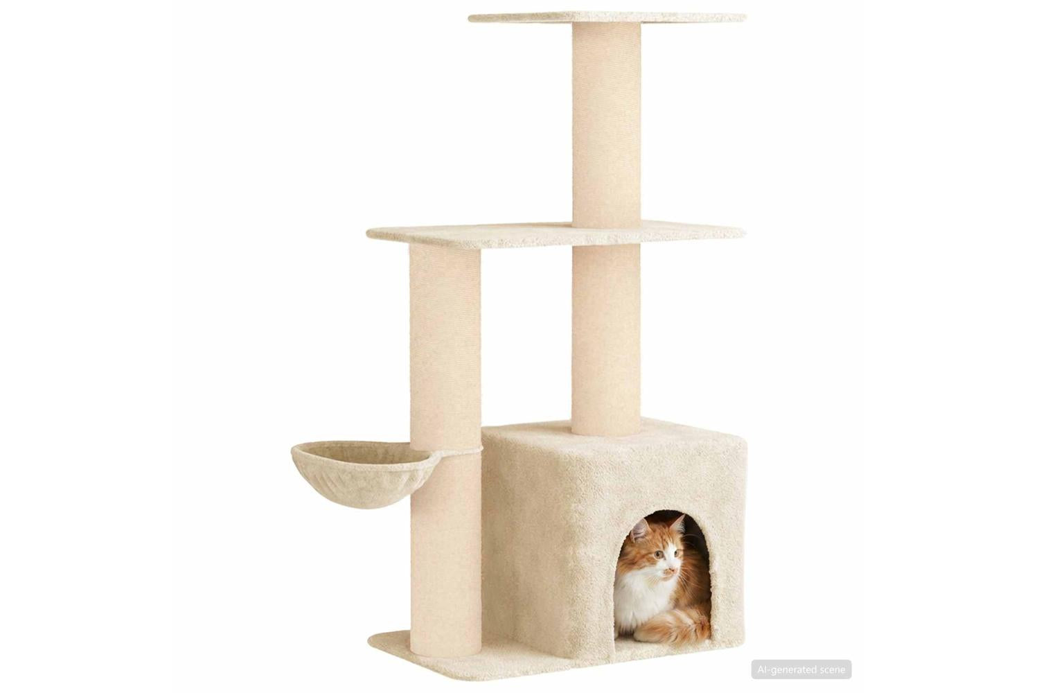 Vidaxl Cat Tree With Sisal Scratching Posts Cream 133 Cm-3