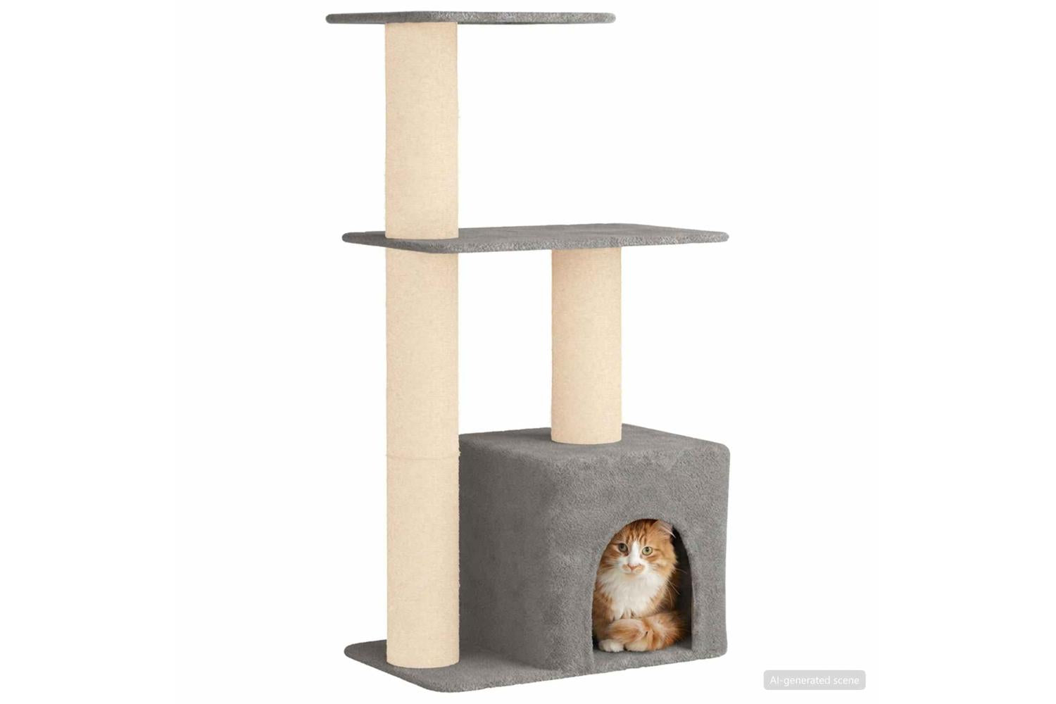 Vidaxl Cat Tree With Sisal Scratching Posts Light Grey 133 Cm-3