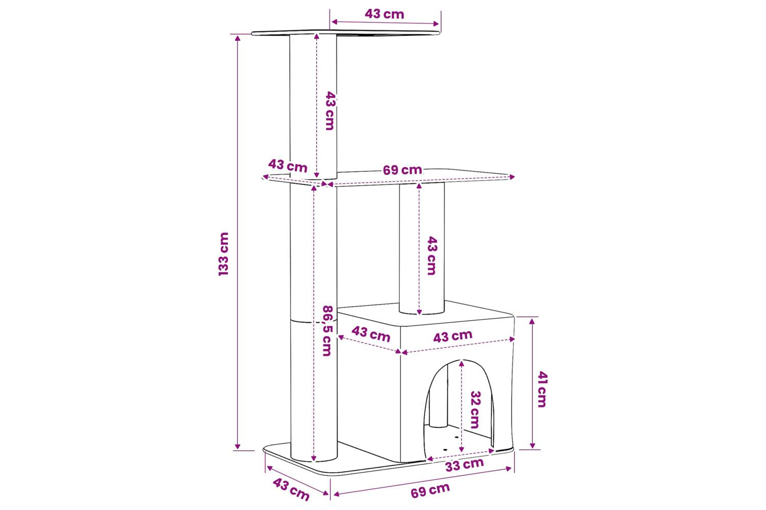 Vidaxl Cat Tree With Sisal Scratching Posts Light Grey 133 Cm-8