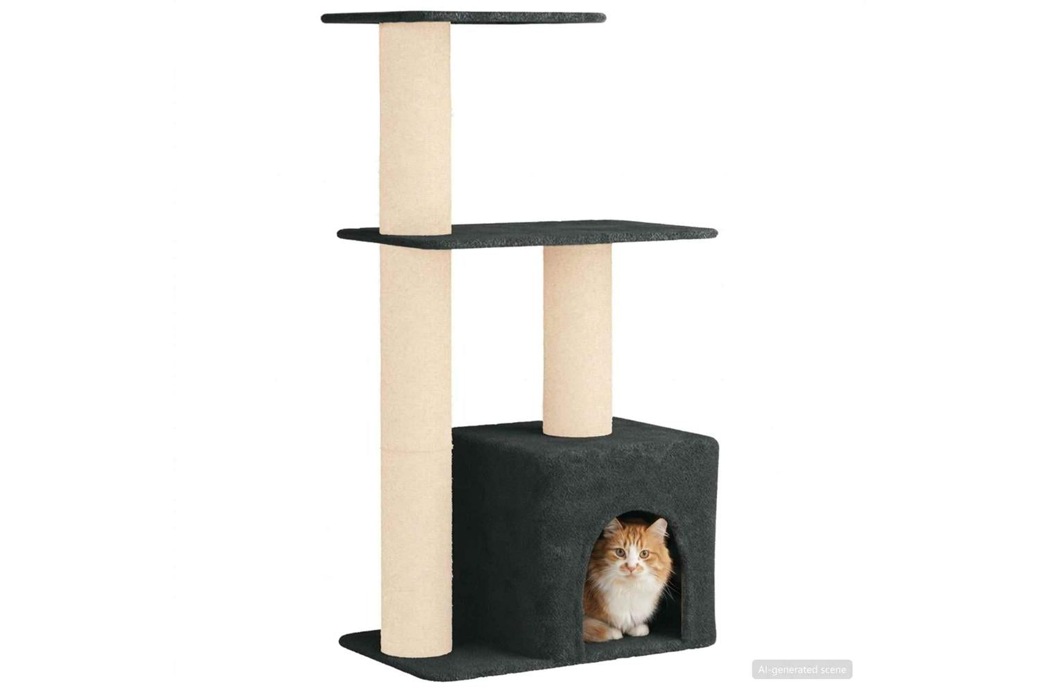 Vidaxl Cat Tree With Sisal Scratching Posts Dark Grey 133 Cm-3