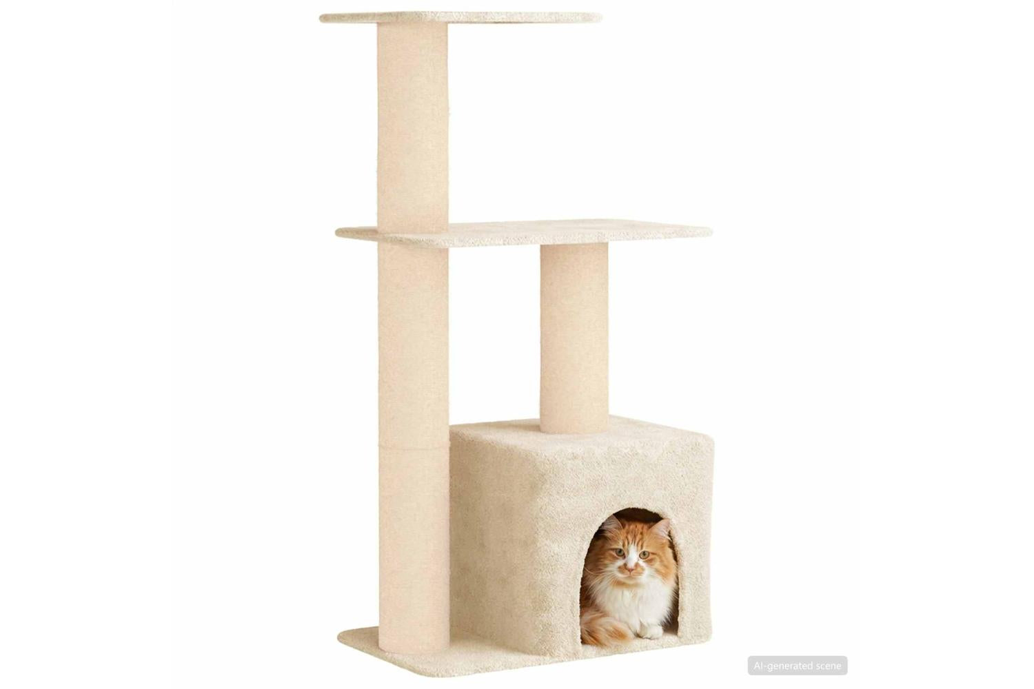 Vidaxl Cat Tree With Sisal Scratching Posts Cream 133 Cm-3