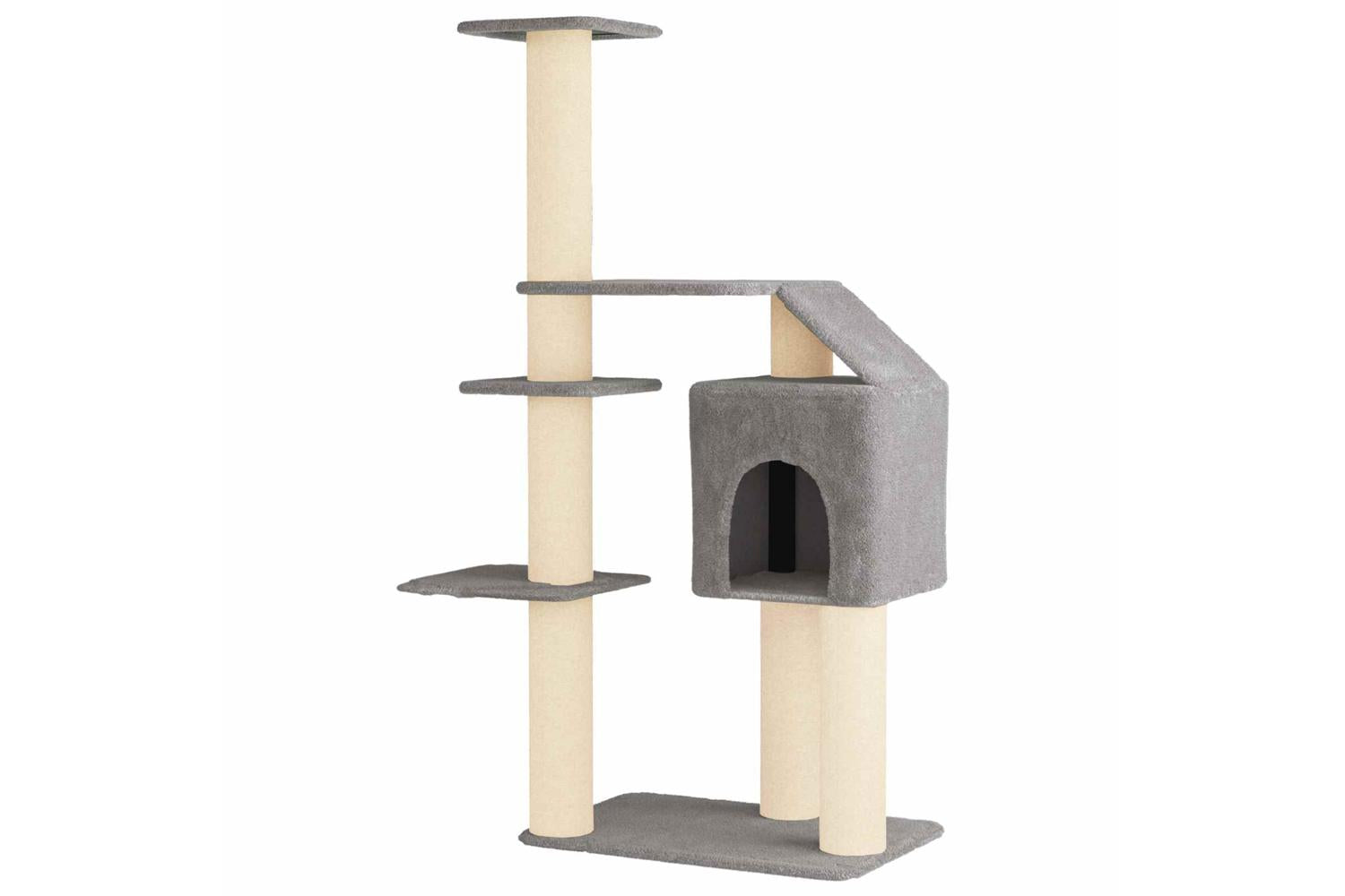 Vidaxl Cat Tree With Sisal Scratching Posts Light Grey 183 Cm