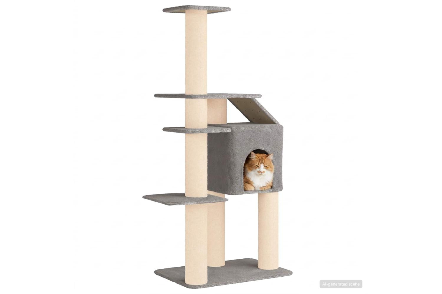 Vidaxl Cat Tree With Sisal Scratching Posts Light Grey 183 Cm-3
