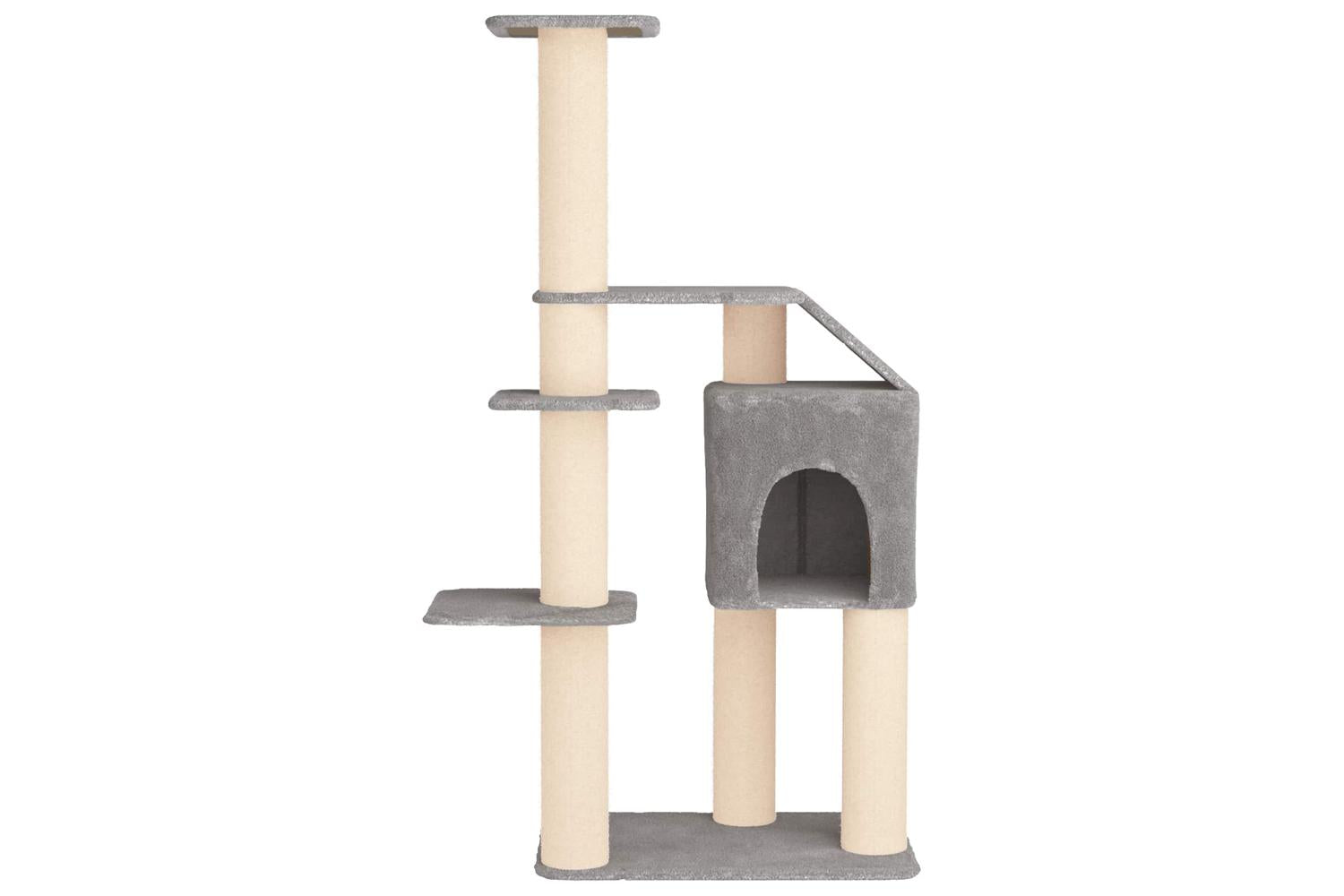 Vidaxl Cat Tree With Sisal Scratching Posts Light Grey 183 Cm-4