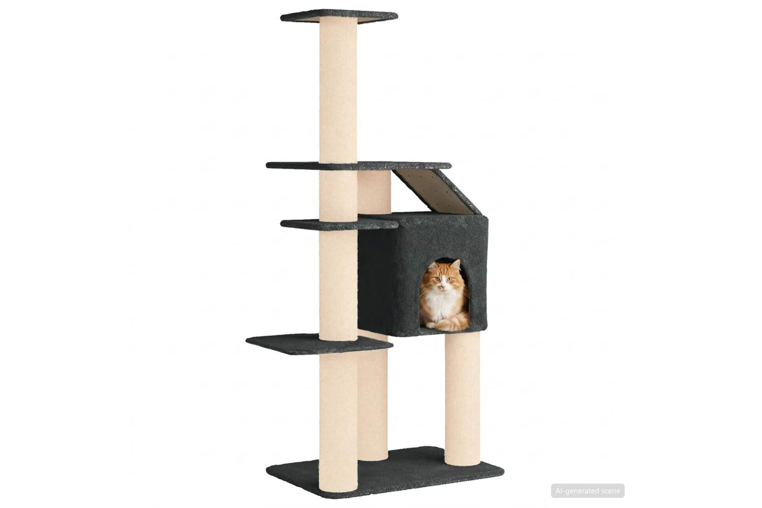 Vidaxl Cat Tree With Sisal Scratching Posts Dark Grey 183 Cm-3