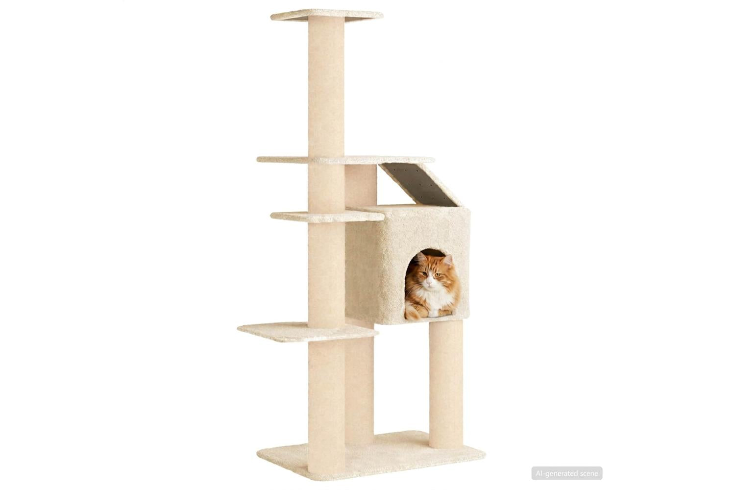 Vidaxl Cat Tree With Sisal Scratching Posts Cream 183 Cm-3