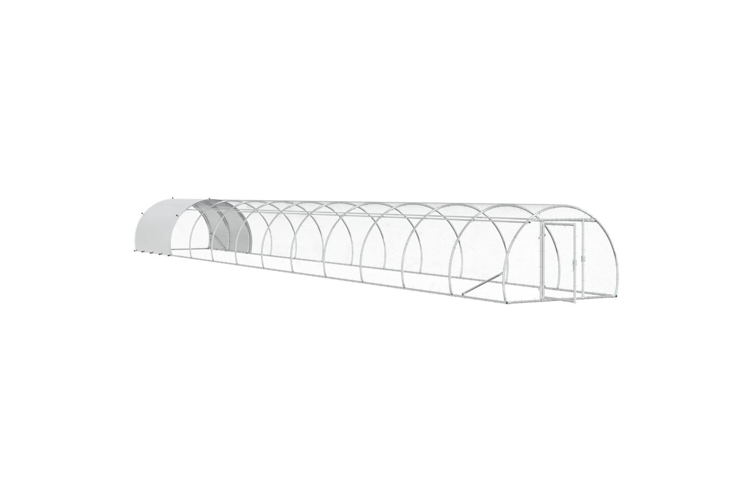 Vidaxl Chicken Coop Silver 1200 X 150 X 100 Cm Galvanised Steel-3