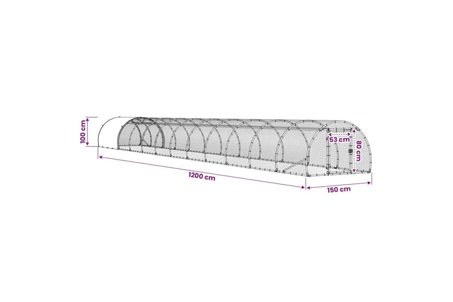 Vidaxl Chicken Coop Silver 1200 X 150 X 100 Cm Galvanised Steel-10